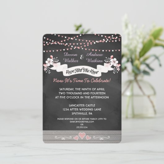 花とライトシャルボードポストウェディング招待 招待状 (スタンド正面)