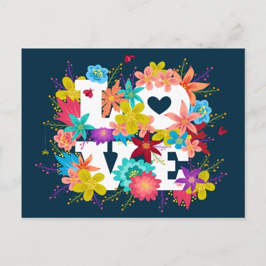 花とラディバグ付きポストカード ポストカード (正面)