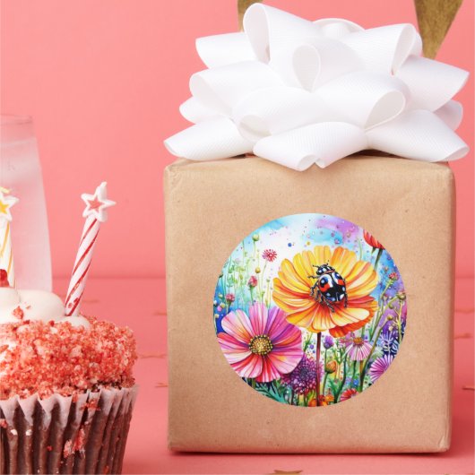 花とラディバグ ラウンドシール (パーティー)