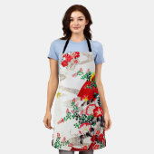 花とランニングの水、日本のデザイン エプロン (着用した状態)
