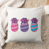 花とリボンのイースターエッグ クッション (ブランケット)