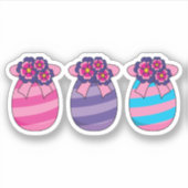 花とリボンのイースターエッグ シール (正面)