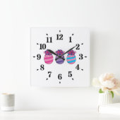 花とリボンのイースターエッグ スクエア壁時計 (ホーム)