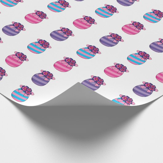 花とリボンのイースターエッグ ラッピングペーパー (角)