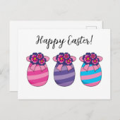 花とリボンのイースターエッグ |追加文字 シーズンポストカード (正面/裏面)