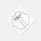 花とリボンの1歳の誕生日パーティー スタンダードカクテルナプキン (角)