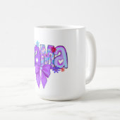 花とリボンのMAMAレタリング コーヒーマグカップ (正面右)