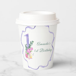 花とリボン最初の誕生日パーティー 紙コップ