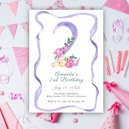 花とリボン番号2nd誕生日パーティー 招待状