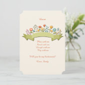 花とリボン花嫁リクエストカード 招待状 (スタンド正面)