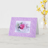 花とレースのノートカ空白のードピンクかわいらしローズ カード (黄色い花)