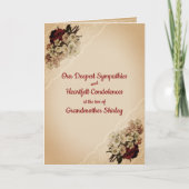 花とレースのパーソナライズされた悔やみや弔慰 カード (正面)