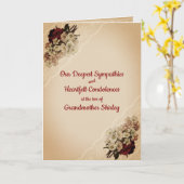 花とレースのパーソナライズされた悔やみや弔慰 カード (黄色い花)