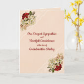 花とレースのパーソナライズされた悔やみや弔慰 カード (黄色い花)