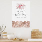 花とレースのブライダルシャワーウェルカム ポスター (キッチン)