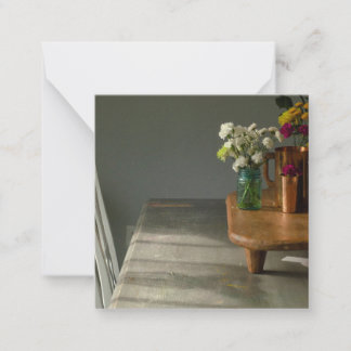 花とヴィンテージテーブルスチルライフ挨拶カード ノートカード