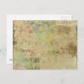 花とヴィンテージ新聞コラージュ ポストカード (正面/裏面)