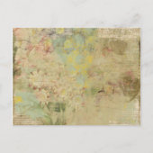 花とヴィンテージ新聞コラージュ ポストカード (正面)