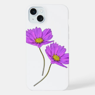 花と二つの紫のコスモス iPhone 15 PLUSケース