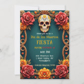 💀🎉花と亡霊、メキシコの死者の日 招待状 (正面)