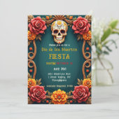 💀🎉花と亡霊、メキシコの死者の日 招待状 (スタンド正面)