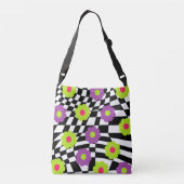 花と体のチェッカー交差バッグモダン財布 クロスボディバッグ (裏面)