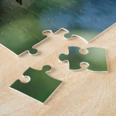 花と共に飛んでいる2羽のハチドリ ジグソーパズル (側面)