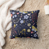 花と前向き蝶を育てカラフルる クッション (ブランケット)