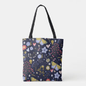 花と前向き蝶を育てカラフルる トートバッグ (裏面)