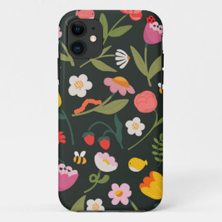 花と動物のiPhoneケースデザイン iPhone 11 ケース