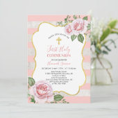 花と十字架 | 女の子の初聖体拝領 招待状 (スタンド正面)