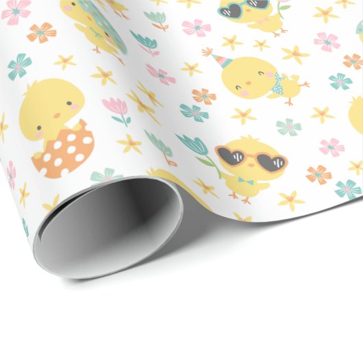 花と卵が咲き乱れる可愛いイースターチックス ラッピングペーパー (ロールコーナー)