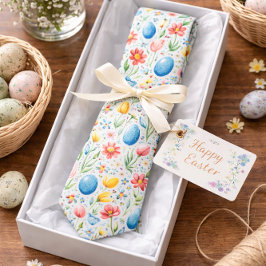 花と卵をテーマにしたパステルイースター ネクタイ