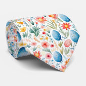 花と卵をテーマにしたパステルイースター ネクタイ (ロール)