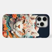 花と可愛いトラの切り絵 iPhoneケース (裏面横)