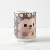 花と可愛いハリネズミ かわいい森 コーヒーマグカップ (中央)