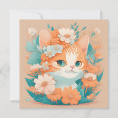 花と可愛い子猫 ノートカード (正面)