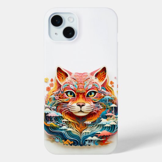 花と可愛い猫の切り絵 Case-Mate iPhoneケース (裏面)