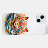花と可愛い猫の切り絵 Case-Mate iPhoneケース (裏面 (横))