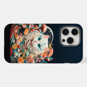 花と可愛い猫の切り絵 iPhoneケース (裏面横)