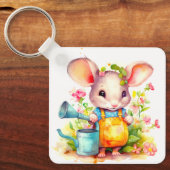 花と可愛い男の子マウスのモチベーション子供部屋 キーホルダー (正面)