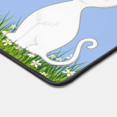 花と可愛い白猫 デスクマット (コーナー)