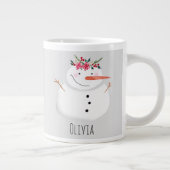 花と名前のかわいいクリスマス雪だるま ジャンボコーヒーマグカップ (右)