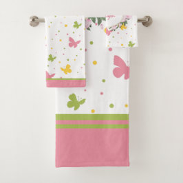 花と名前のパステルバタフライパターン バスタオルセット