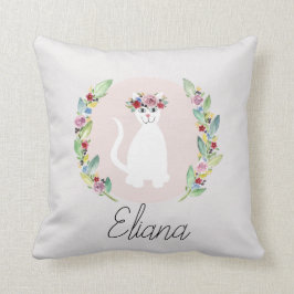 花と名前の少女たちがかわいい白猫 クッション