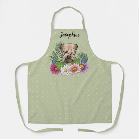 花と名前を付けた柔らかいコートのカーテン・テリア エプロン (正面)