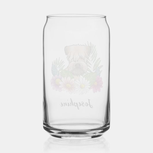 花と名前を付けた柔らかいコートのカーテン・テリア ガラス缶 (裏面)