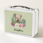 花と名前を付けた柔らかいコートのカーテン・テリア メタルランチボックス (裏面)