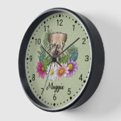 花と名前を付けた柔らかいコートのカーテン・テリア 壁時計 (傾斜)