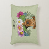 花と名前カラフル付きエアデールテリア アクセントクッション (正面(垂直))